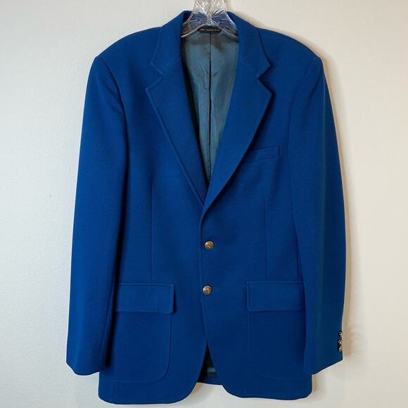 Vintage Hardwick Sport Coat Blazer Size 40L Cobalt Blue Waffle Weave Two Button - Picture 3 of 13